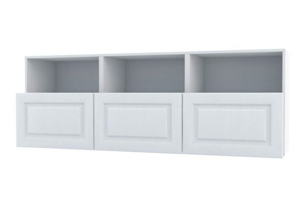 Cabinet 3 shelves and 3 drawers Oscar Bella 180x64 with closers, white / white wood