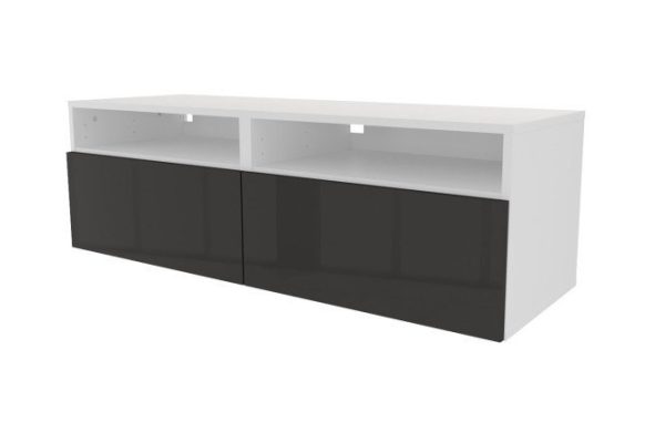 Cabinet with drawers and shelf Oscar Amika 120x38 with closers, white / black graphite gloss
