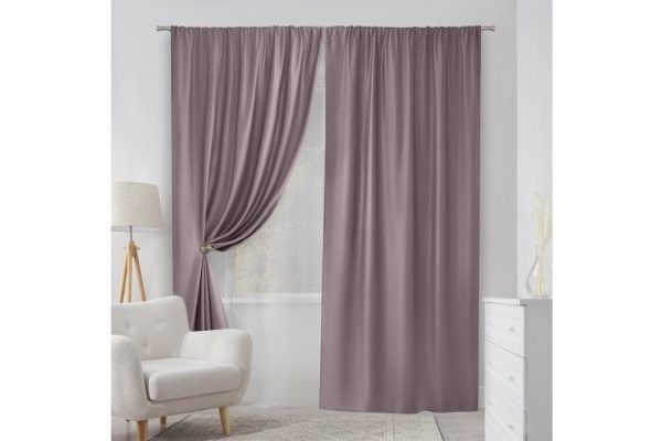 Set of curtains with tape ESTUDI BLANCO Drina 150x270 cm, 2 pcs., color powder rose