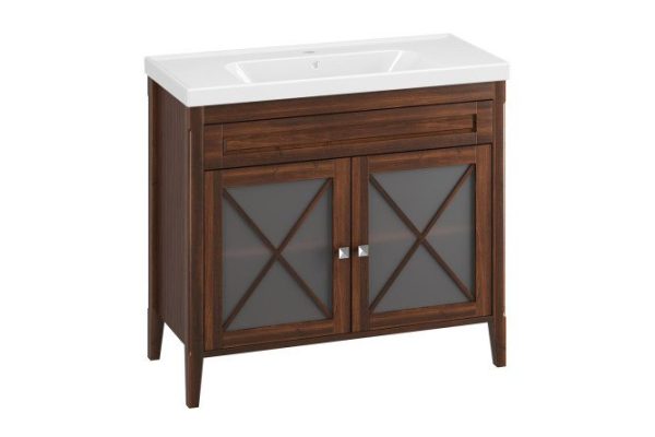 Cabinet OPADIRIS Palermo 95 cm, frame color light walnut, front light walnut