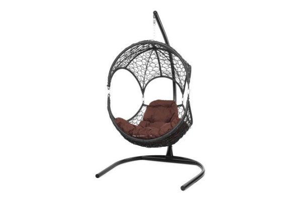 Hanging chair Walnut 113x180x110 cm, base and frame color white, finishing white