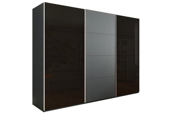 3-door wardrobe Comet 300x240x66 cm, diamond gray, black