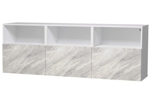 Cabinet 3 doors and 3 shelves Oscar Statuario 180x64, white / statuario