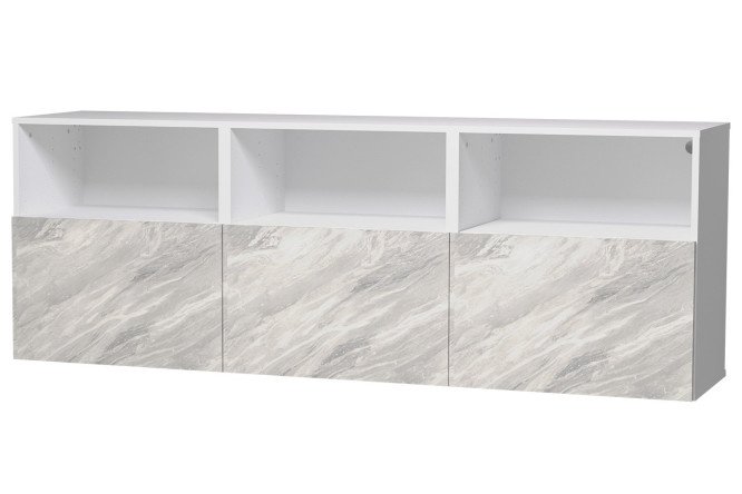 Cabinet 3 doors and 3 shelves Oscar Statuario 180x64, white / statuario