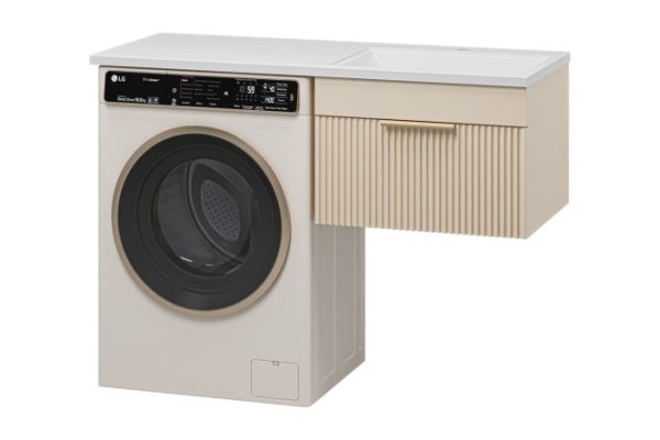 Wall-mounted cabinet for washing machine Enfida 60 ENF-09060-031Я with 1 drawer 56 cm, frame color matte beige, facade matte beige