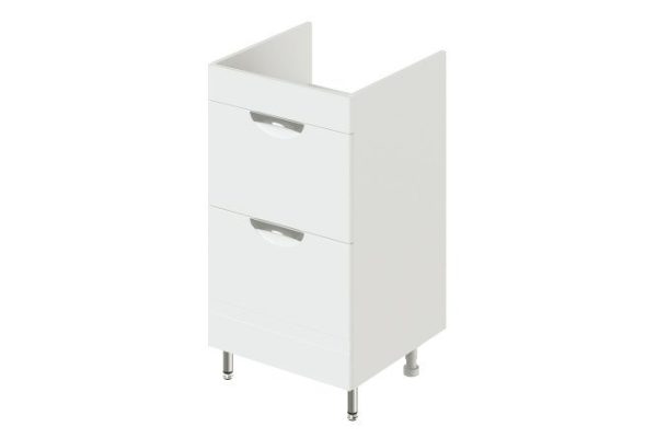 Floor-standing sink cabinet Adel 48 cm, frame color white gloss, facade white gloss