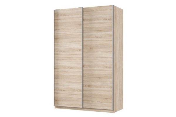 Sliding wardrobe 2-door Praktik 120x220x60 cm, Sonoma oak, silver profile