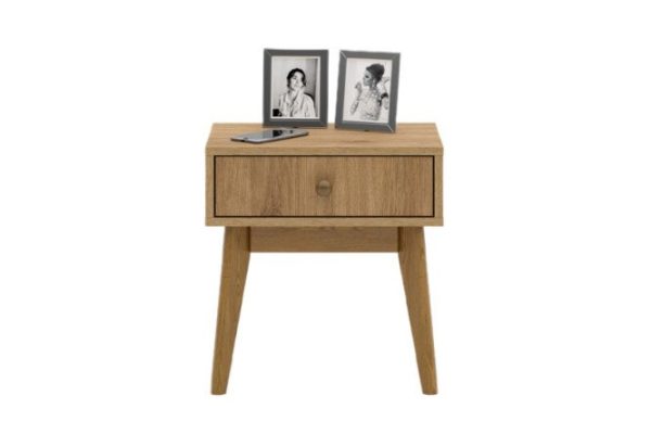 Wood bedside table with 1 drawer