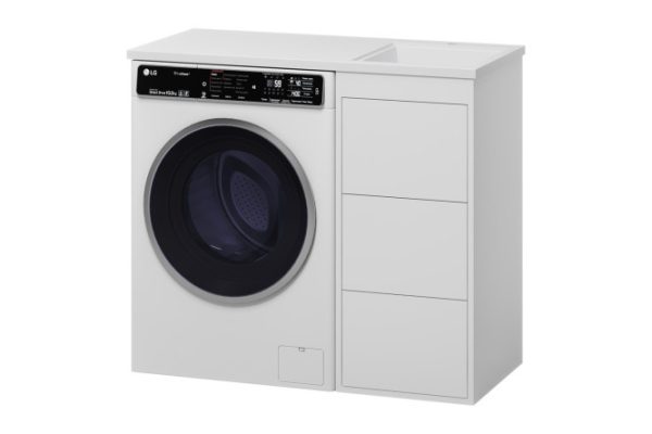 Floor cabinet for washing machine Grafit 40 GRA-01040-023Ya with 3 drawers 38.5 cm, frame color white, facade white