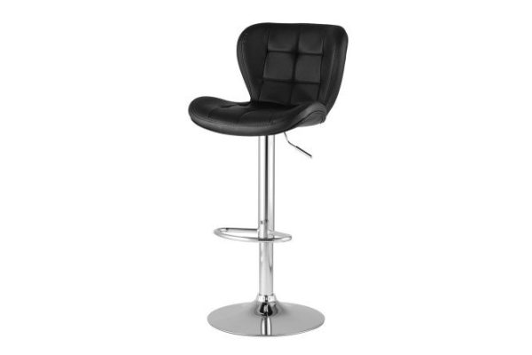 Porsche bar chair 47x89x54 cm, black upholstery, silver legs