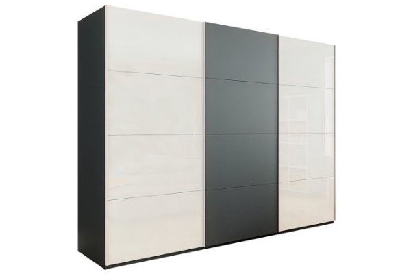 3-door wardrobe Comet 300x240x66 cm, diamond gray, white