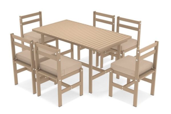 Scandi garden furniture set, frame color cappuccino, tabletop cappuccino