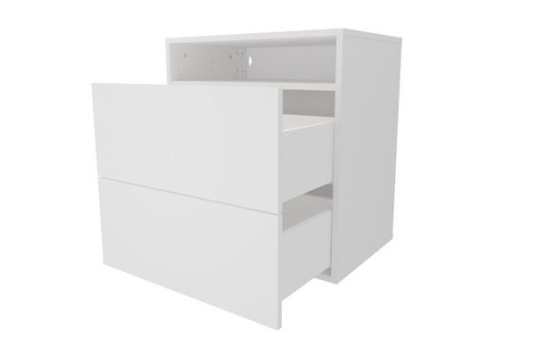 Cabinet with two drawers and a shelf Oscar Amika 60x64 with push to open, white / white gloss