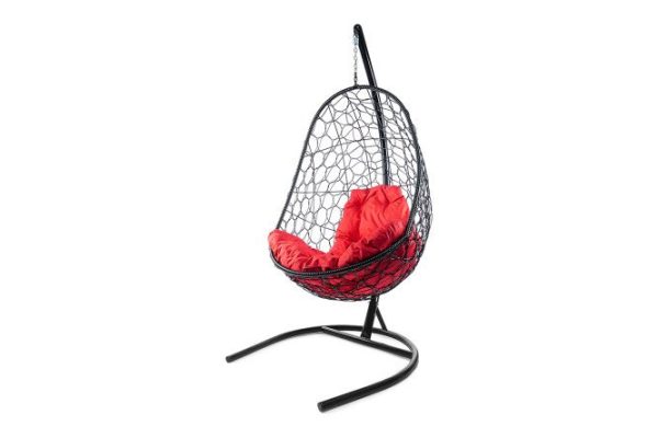 Hanging cocoon chair Oval 83x186x70 cm, base and frame color black, finishing black