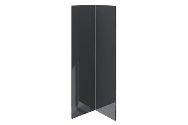Set of fronts for wall-mounted corner L-shaped cabinet Amika black graphite gloss 25.3x95.6 cm, color black graphite gloss