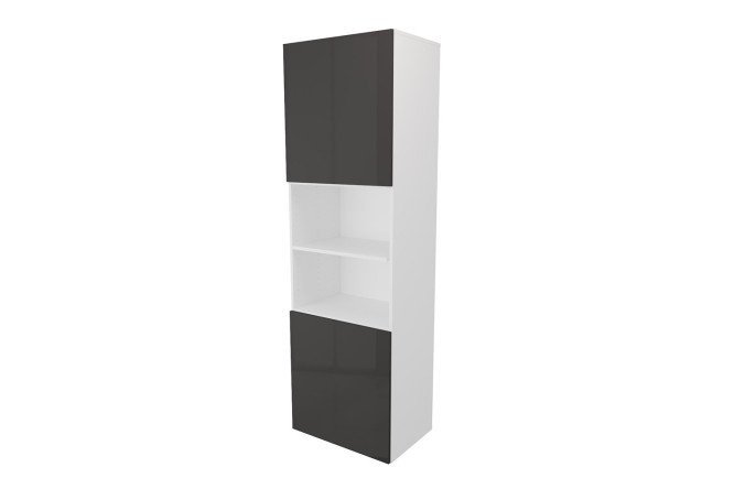 Wardrobe 2 doors and 2 shelves Oscar Amika 60x192, white / black graphite gloss