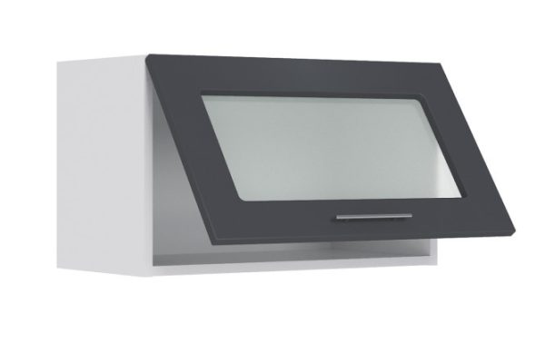 Front Chloe wall cabinet with horizontal opening with glass 59.6x35.6 cm, marengo silk color