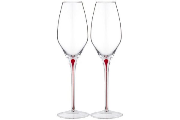 Set of champagne glasses Lefard Accent Red 300 ml, Glass, 2 pcs.