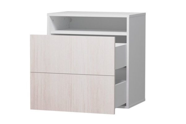 Cabinet with two drawers and a shelf Oscar Grevy 60x64 cm with a closer, white/Cadena light