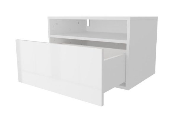 Cabinet with shelf and drawer Oscar Amika 60x40 with push to open, white / white gloss