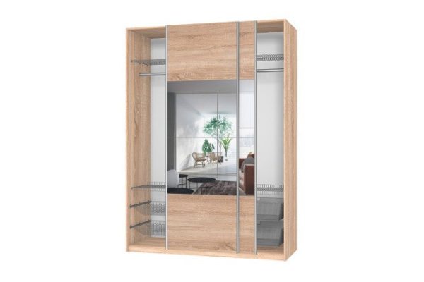 Sliding wardrobe Oscar 150x236x58 cm, Sonoma oak, with mirror inserts
