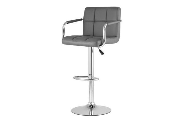Bar chair Malawi with armrests 51x90x46 cm, upholstery color gray, legs silver