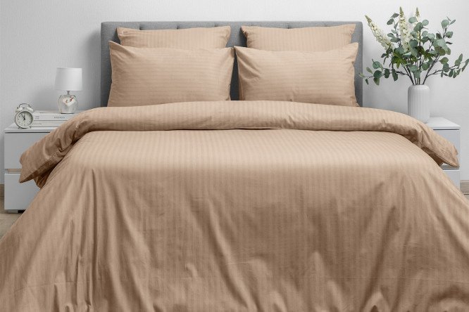 Bed linen set Coffee cream Cotton 148x215 cm, 1.5 sleeping