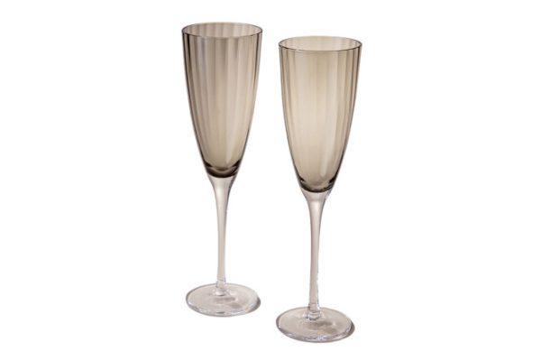Set of champagne glasses Lefard Mirage Gray 290 ml, Glass, 2 pcs.