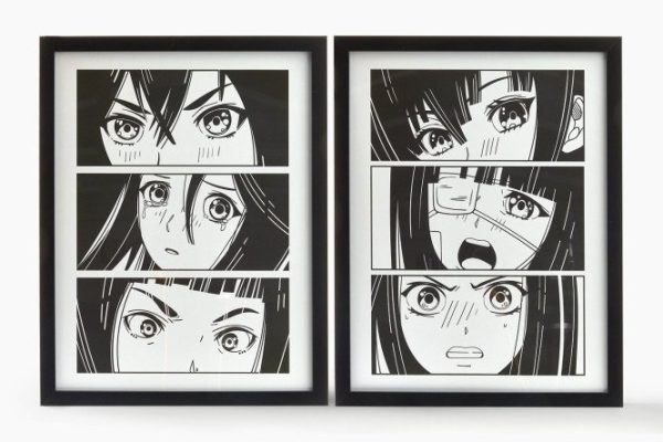 Set of framed posters Anime Sketch 32x42 cm