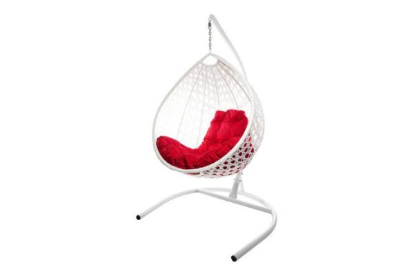 Hanging cocoon chair Drop Lux 72x186x98 cm, base and frame color white, finishing white