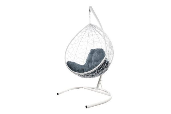 Hanging cocoon chair Drop 72x186x98 cm, base and frame color white, finishing white