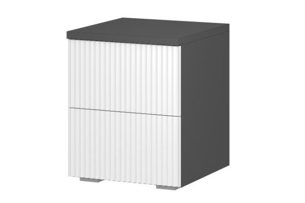 Bedside table Oscar Amelie 37x45.8x40.7 cm, anthracite, talc, push to open