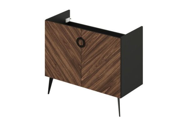 Floor-standing sink cabinet Palladio 98.4 cm, frame color bourbon oak, facade color bourbon oak