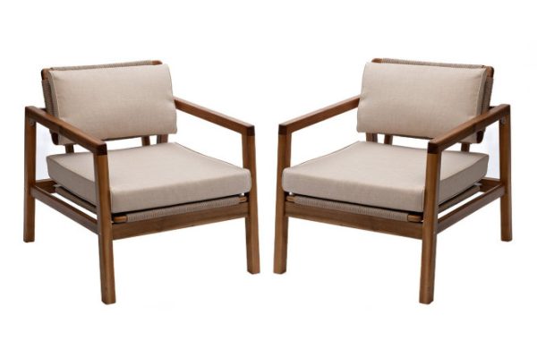 Set of Calisto chairs 2 pcs. frame color natural teak, finishing beige