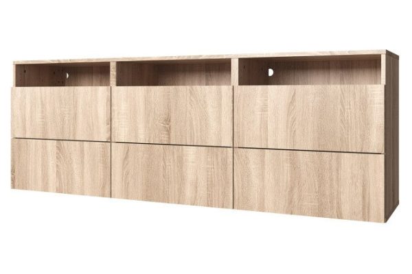 Cabinet 3 shelves and 6 drawers Oscar 180x64 with push to open, Sonoma oak