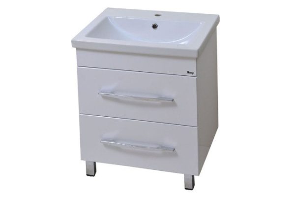 Floor stand Rocard with 2 drawers 57 cm, frame color white, facade white