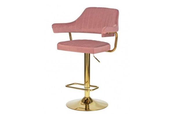 Bar chair DOBRIN Charly Gold 61x99x54 cm, pink upholstery, gold legs