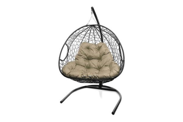 Hanging chair for two 119x186x120 cm, base and frame color white, finishing white