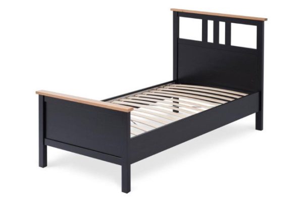 Bed Kymor color black, light brown 140x200 cm