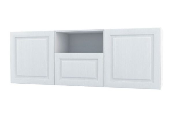 Cabinet 2 doors, drawer and shelf Oscar Bella 180x64 with push to open, white / white wood