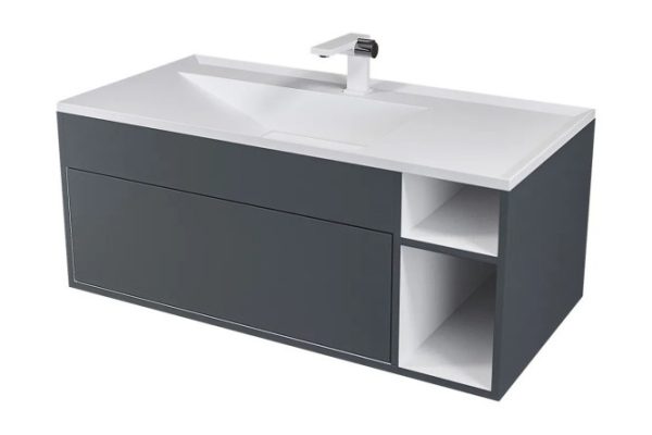 Hanging sink cabinet Lotus 39340205465 100 cm, frame color gray, facade gray