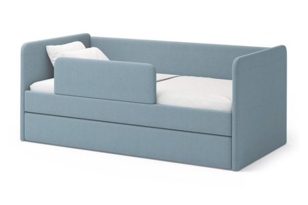 Jenny ottoman bed with protective side, drawer 80x160 cm color blue