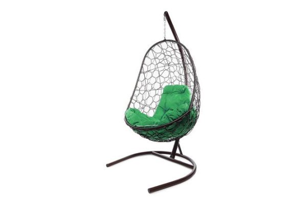 Hanging cocoon chair Oval 83x186x70 cm, base and frame color brown, finishing brown