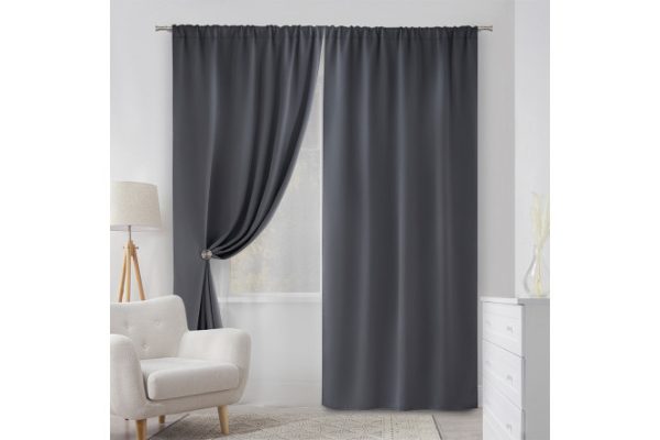 Set of curtains MICASA Grid 145x260 cm, 2 pcs., gray