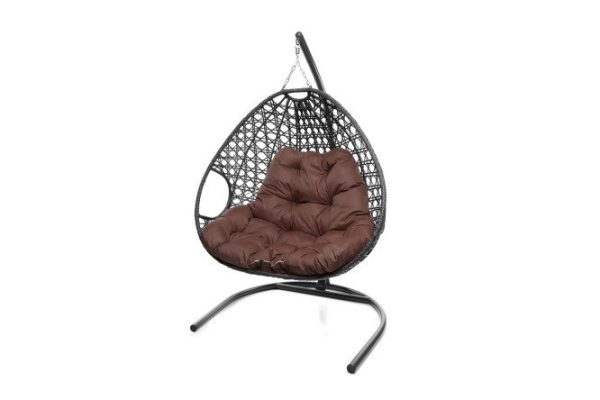 Hanging chair for two Luxury 119x186x120 cm, base and frame color white, finishing white