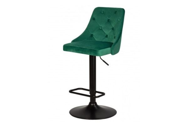 Bar chair DOBRIN Joseph Black 48x89x54 cm, green upholstery, black legs