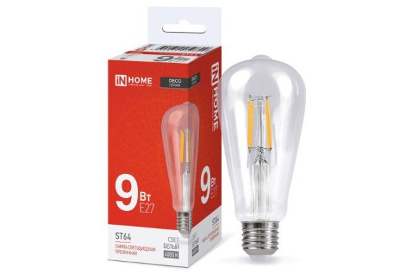LED lamp IN HOME Deco LED-ST64-deco 9W, E27, Natural