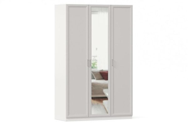 Wardrobe 3-door Oscar Gloria 150x236x60.2 cm, white, gray, with one mirror