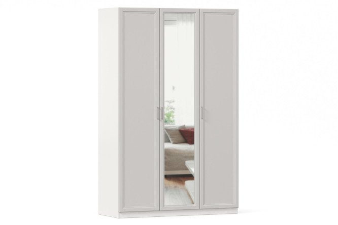 Wardrobe 3-door Oscar Gloria 150x236x60.2 cm, white, gray, with one mirror
