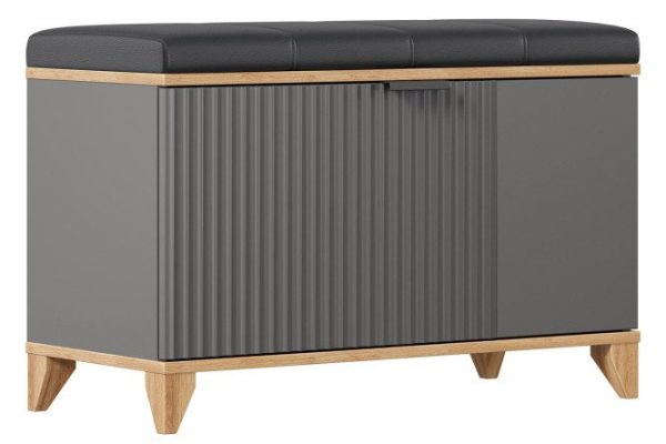 Bench Nice upholstery color black, frame onyx gray, oak gold